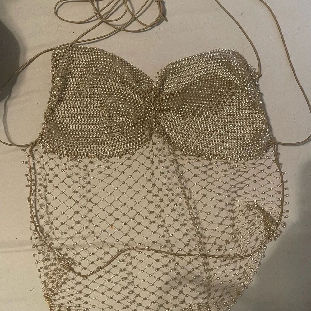 Gold Mesh Rhinestone Top - Picture 1 of 1